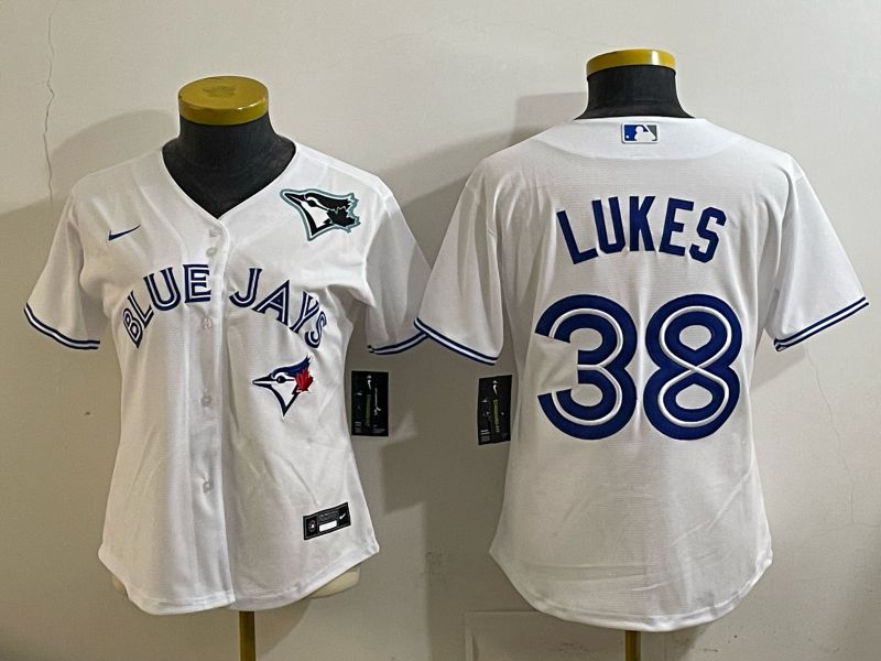 Women 2025 Nike Toronto Blue Jays #38 Lukes White Game MLB Jersey 02->women mlb jersey->Women Jersey